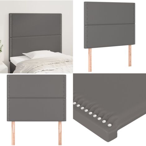 Cabecero de cama gris 100x5x118/128 cm piel sintética - Cuero sintético - Cabecero ajustable