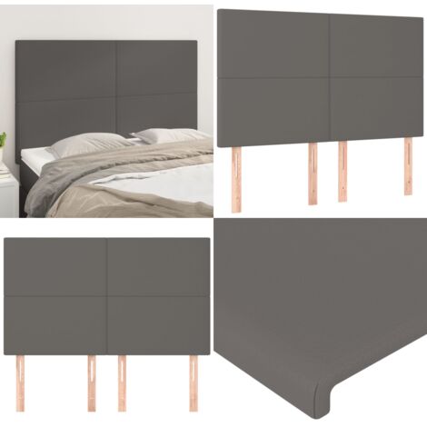 Cabecero de cama gris 144x5x118/128 cm piel sintética - Cabecero de cama sintético - Cabecero de cama con altura ajustable