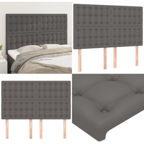 Cabecero de cama gris 144x5x118/128 cm piel sintética - Cuero sintético - Cabecero ajustable