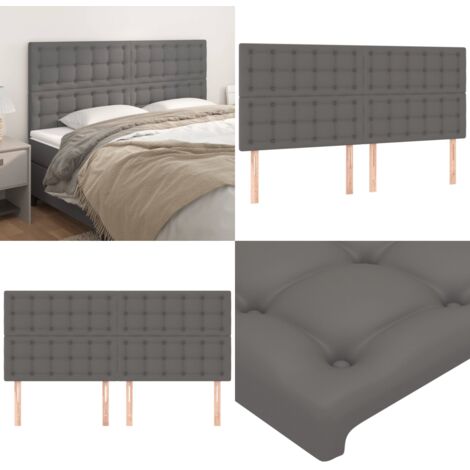 Cabecero de cama gris 180x5x118/128 cm piel sintética - Cabecero de cama sintético - Cabecero de cama con altura ajustable