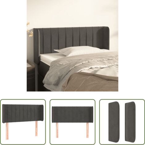 Cabecero de cama gris -  Cabecero de terciopelo gris oscuro 83x16x78/88 cm