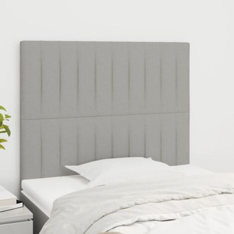 Cabecero de cama gris claro 100x5x118/128 cm Tela