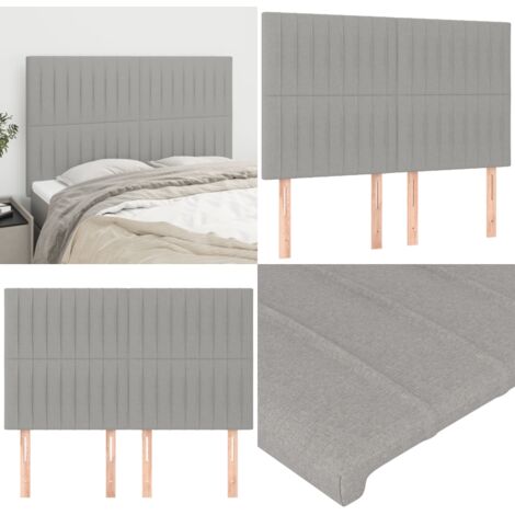 Cabecero de cama gris claro 144x5x118/128 cm de tela - Cabecero de cama ajustable - Cabecero de cama con respaldo