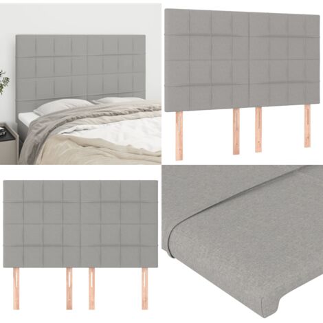 Cabecero de cama gris claro 144x5x118/128 cm de tela - Cabecero de cama ajustable - Cabecero de cama con respaldo