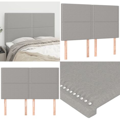 Cabecero de cama gris claro 144x5x118/128 cm de tela - Cabecero de cama - Cabecero de cama con tela
