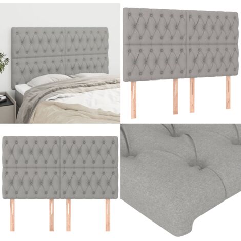 Cabecero de cama gris claro 144x7x118/128 cm de tela - Cabecero de cama ajustable - Cabecero de cama de tela