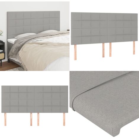 Cabecero de cama gris claro 160x5x118/128 cm de tela - Cabecero de cama - Cabecero de cama ajustable