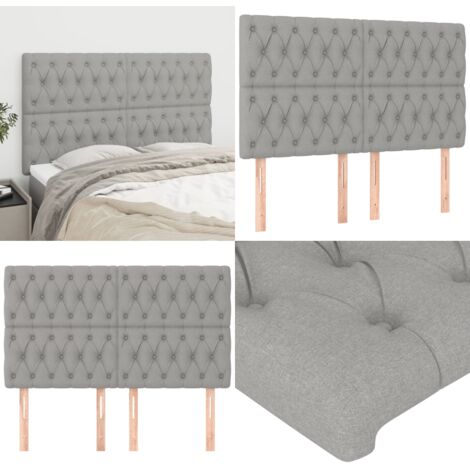 Cabecero de cama gris claro 160x7x118/128 cm de tela - Cabecero de cama ajustable - Cabecero de cama de tela