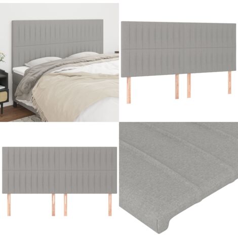 Cabecero de cama gris claro 180x5x118/128 cm de tela - Cabecero de cama - Cabecero de cama ajustable