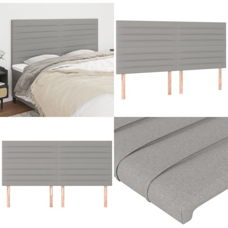 Cabecero de cama gris claro 200x5x118/128 cm de tela - Cabecero de cama - Cabecero de cama ajustable