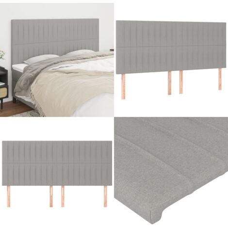 Cabecero de cama gris claro 200x5x118/128 cm de tela - Cabecero de cama - Cabecero de cama ajustable