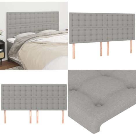 Cabecero de cama gris claro 200x5x118/128 cm de tela - Cabecero de cama - Cabecero de cama ajustable