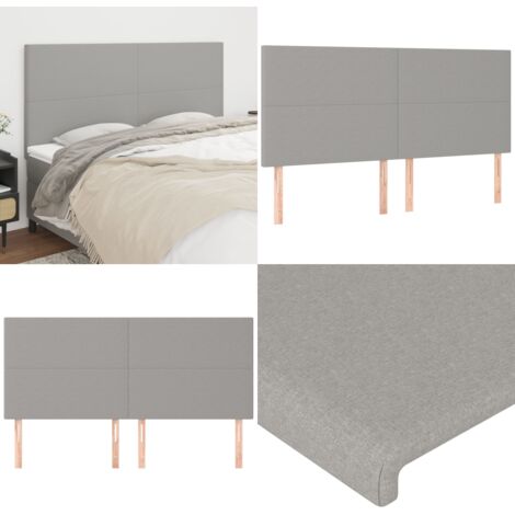 Cabecero de cama gris claro 200x5x118/128 cm de tela - Cabecero de cama - Cabecero de cama ajustable
