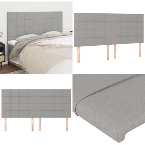 Cabecero de cama gris claro 200x5x118/128 cm de tela - Cabecero de cama - Cabecero de cama ajustable