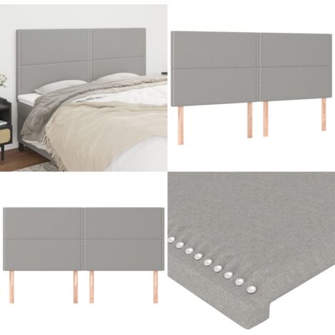 Cabecero de cama gris claro 200x5x118/128 cm de tela - Cabecero de cama - Cabecero de cama con tela