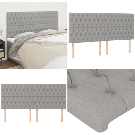Cabecero de cama gris claro 200x7x118/128 cm de tela - Cabecero de cama ajustable - Cabecero de cama de tela