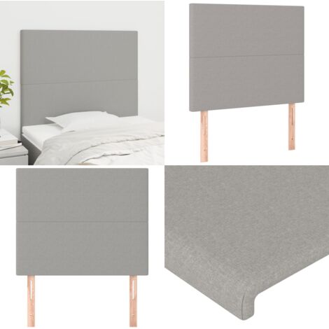 Cabecero de cama gris claro 80x5x118/128 cm Tela - Cabecero de cama - Cabecero de cama con tela