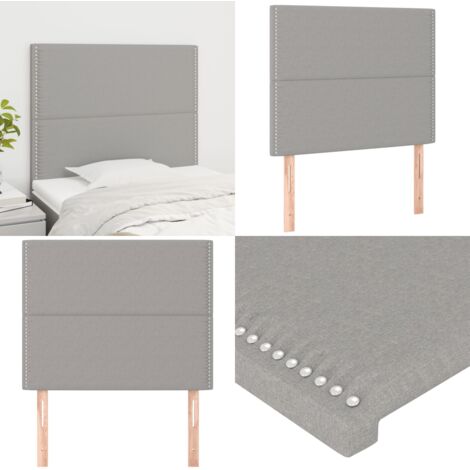Cabecero de cama gris claro 90x5x118/128 cm Tela - Cabecero de cama - Cabecero de cama con tela