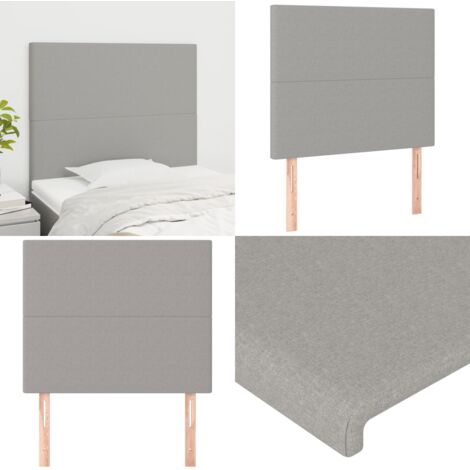 Cabecero de cama gris claro 90x5x118/128 cm Tela - Cabecero gris claro - Cabecero de cama con tela