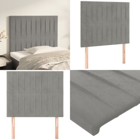 Cabecero de cama gris claro 90x5x118/128 cm Terciopelo - Cabecero de cama gris claro - Cabecero de cama terciopelo