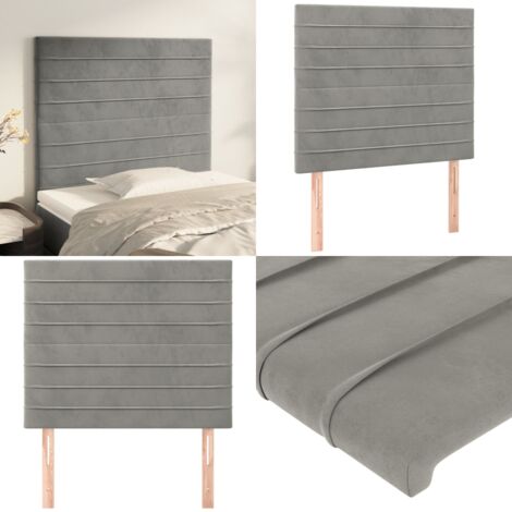 Cabecero de cama gris claro 90x5x118/128 cm Terciopelo - Cabecero de cama gris claro - Cabecero de cama terciopelo