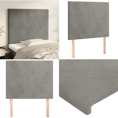 Cabecero de cama gris claro 90x5x118/128 cm Terciopelo - Terciopelo - Soporte para espalda