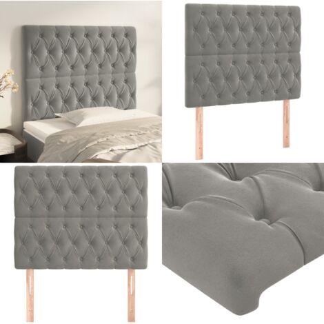 Cabecero de cama gris claro 90x7x118/128 cm Terciopelo - Cabecero de cama gris claro - Cabecero de cama terciopelo