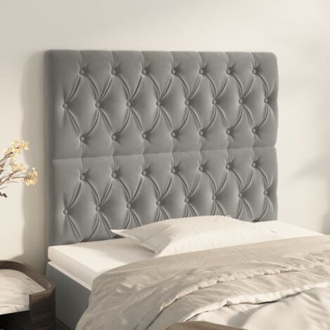 Cabecero de cama gris claro 90x7x118/128 cm Terciopelo vidaXL
