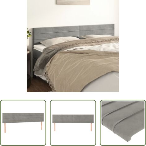 Cabecero de cama gris claro - Cabeceros terciopelo gris claro 180x5x78/88 cm