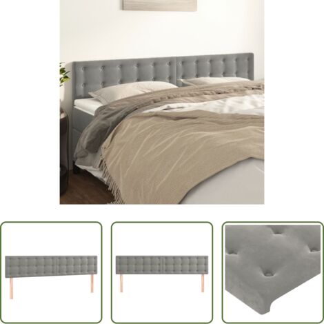 Cabecero de cama gris claro - Cabeceros terciopelo gris claro 180x5x78/88 cm