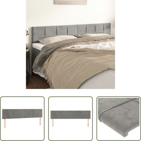 Cabecero de cama gris claro - Cabeceros terciopelo gris claro 180x5x78/88 cm