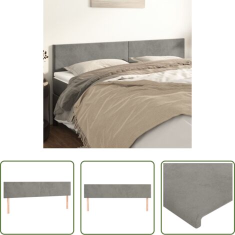 Cabecero de cama gris claro -  Cabeceros terciopelo gris claro 180x5x78/88 cm