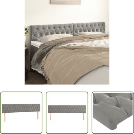 Cabecero de cama gris claro - Cabeceros terciopelo gris claro 180x7x78/88 cm