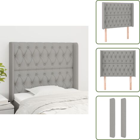 Cabecero de cama gris claro - vidaXL Cabecero con orejas de tela gris claro 93x16x118/128 cm - Cabecero ajustable