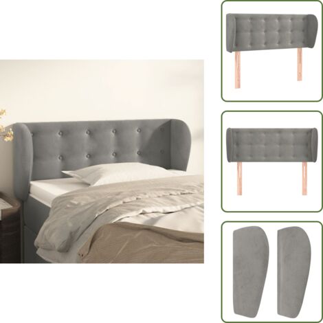 Cabecero de cama gris claro - vidaXL Cabecero de terciopelo gris claro 83x23x78/88 cm - Cabecero de cama con orejas
