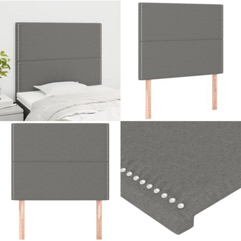 Cabecero de cama gris oscuro 100x5x118/128 cm de tela - Cabecero de cama - Cabecero de cama con tela