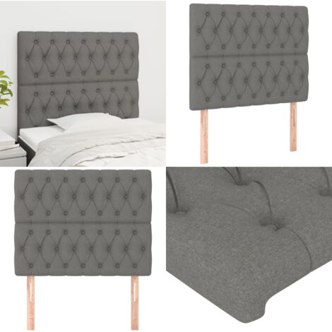 Cabecero de cama gris oscuro 100x7x118/128 cm de tela - Cabecero de cama ajustable - Cabecero de cama de tela