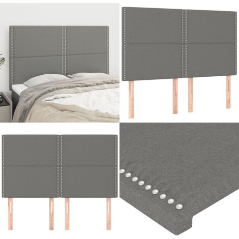Cabecero de cama gris oscuro 144x5x118/128 cm de tela - Cabecero de cama - Cabecero de cama con tela