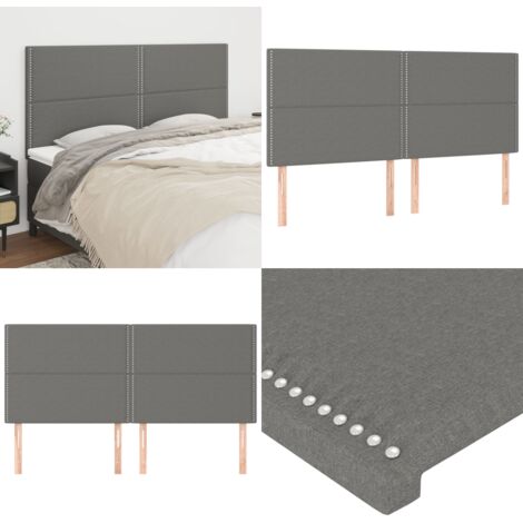 Cabecero de cama gris oscuro 180x5x118/128 cm de tela - Cabecero de cama - Cabecero de cama con tela