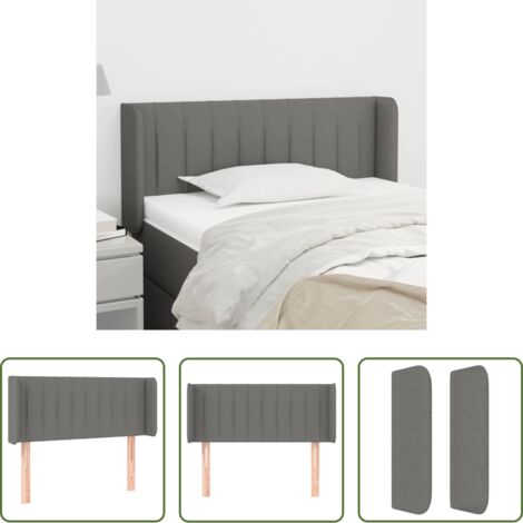 Cabecero de cama gris oscuro -  Cabecero de tela gris oscuro 103x16x78/88 cm