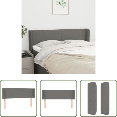 Cabecero de cama gris oscuro -  Cabecero de tela gris oscuro 147x16x78/88 cm