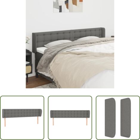 Cabecero de cama gris oscuro -  Cabecero de tela gris oscuro 163x16x78/88 cm