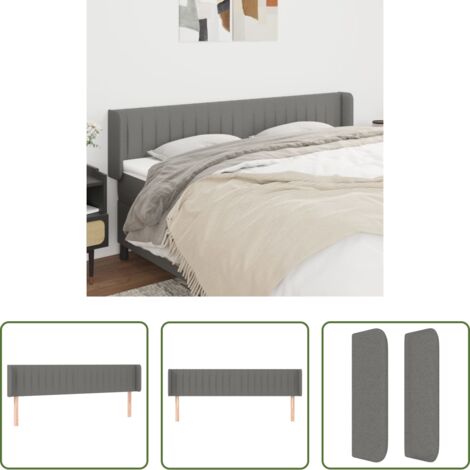 Cabecero de cama gris oscuro -  Cabecero de tela gris oscuro 163x16x78/88 cm