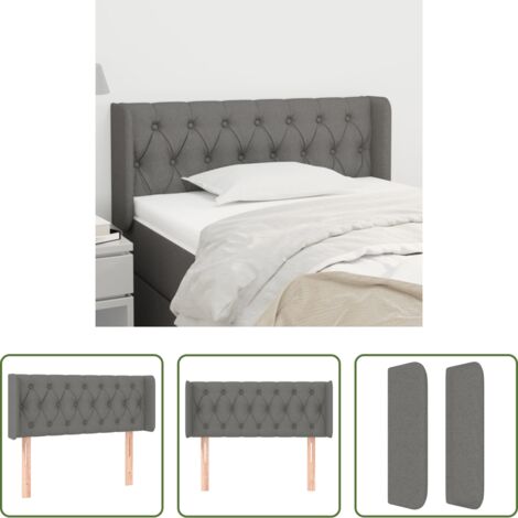Cabecero de cama gris oscuro -  Cabecero de tela gris oscuro 93x16x78/88 cm
