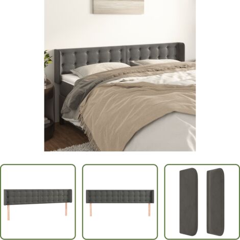Cabecero de cama gris oscuro -  Cabecero de terciopelo gris oscuro 183x16x78/88 cm