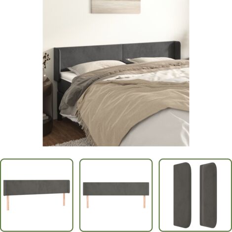 Cabecero de cama gris oscuro -  Cabecero de terciopelo gris oscuro 183x16x78/88 cm