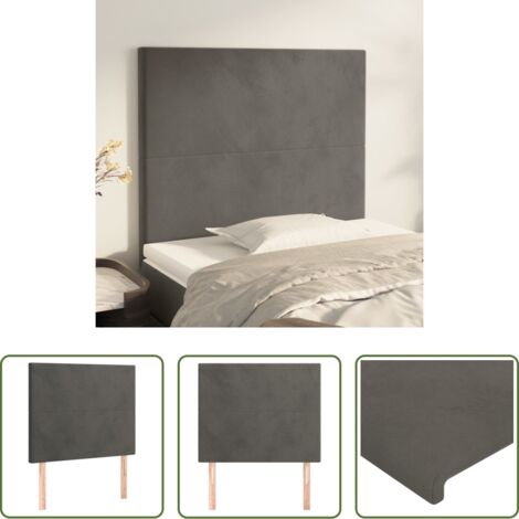 Cabecero de cama gris oscuro -  Cabecero gris oscuro 100x5x118/128 cm terciopelo