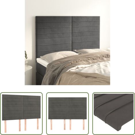 Cabecero de cama gris oscuro -  Cabecero gris oscuro 144x5x118/128 cm terciopelo