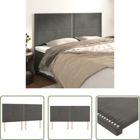Cabecero de cama gris oscuro - Cabecero Terciopelo Gris Oscuro 180x5x118/128 cm