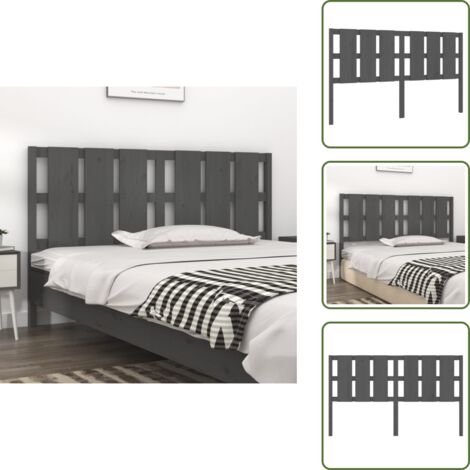 Cabecero de cama gris - vidaXL Cabecero de cama madera maciza de pino gris 165,5x4x100 cm - Soporte para espalda